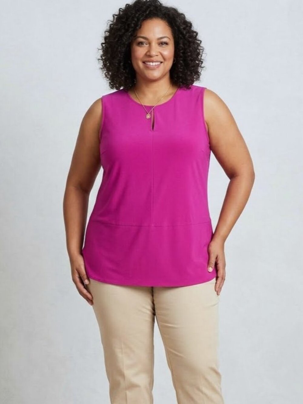 LAUREN RALPH LAUREN Sleeveless Keyhole Tank Top Tunic. Plus Size 3X